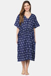 Shararat Cotton Full Length Nightdress - Royal Blue — thumbnail 1